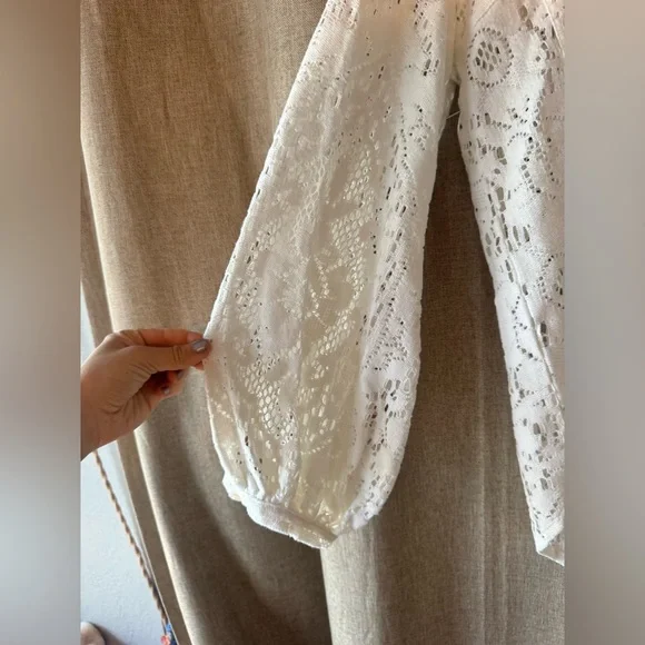 Spell White Lace Blouse w Fringe - Picture 5 of 10
